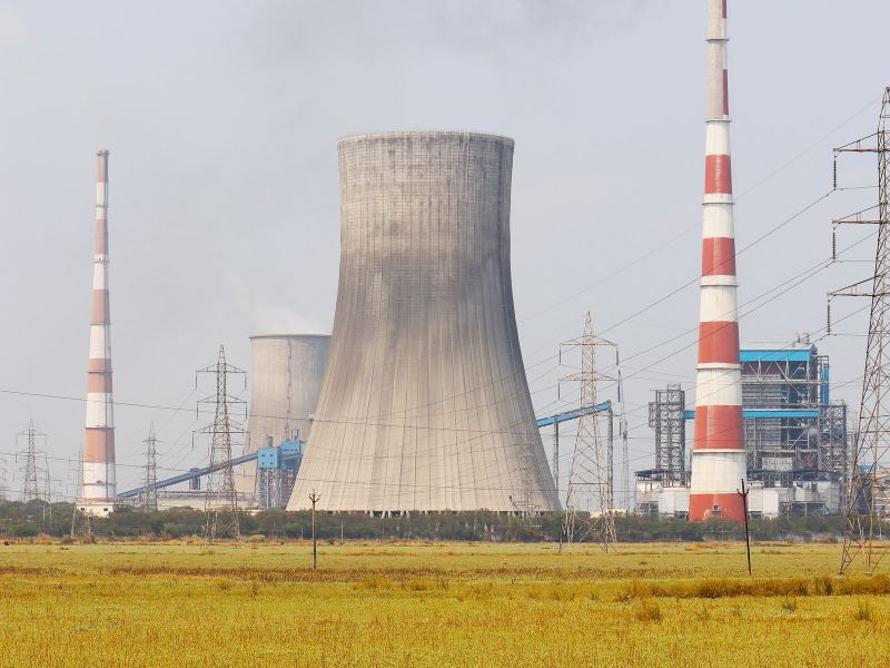 Thermal power plant cooling tower and stacks, a typical coal-handling conveyor site
